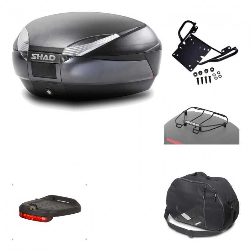 SHAD Baul trasero + herraje montaje accesorios SH48 DARK GREY PREMIUM KIT-189393
