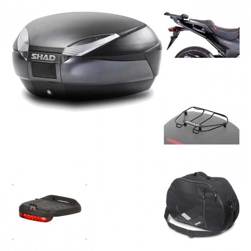 SHAD Baul trasero + herraje montaje accesorios SH48 DARK GREY PREMIUM KIT-189441