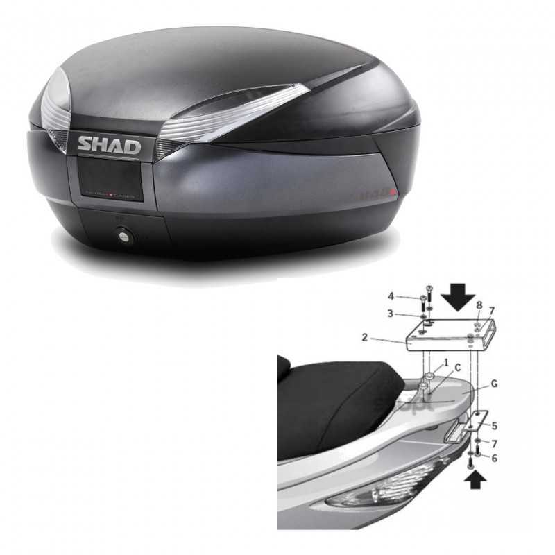 SHAD Baul trasero + herraje montaje SH48 DARK GREY PREMIUM KIT-189594