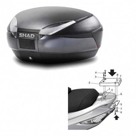 SHAD Baul trasero + herraje montaje SH48 DARK GREY PREMIUM KIT-189594