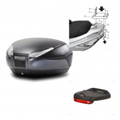 SHAD Baul trasero + herraje montaje luz de freno SH48 DARK GREY PREMIUM KIT-189595