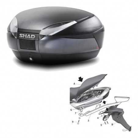 SHAD Baul trasero + herraje montaje SH48 DARK GREY PREMIUM KIT-189546