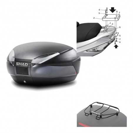 SHAD Baul trasero + herraje montaje parrilla portabultos superior SH48 DARK GREY PREMIUM KIT-189598