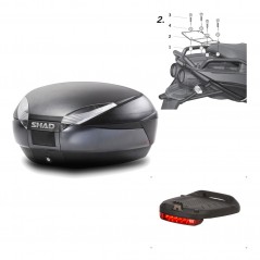 SHAD Baul trasero + herraje montaje luz de freno SH48 DARK GREY PREMIUM KIT-189347