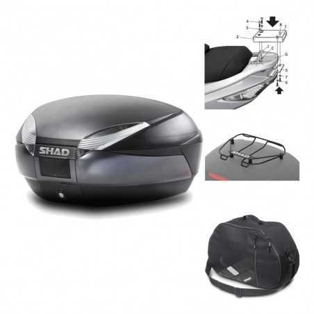 SHAD Baul trasero + herraje montaje accesorios SH48 DARK GREY PREMIUM KIT-189600