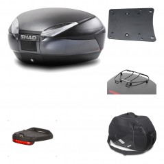 SHAD Baul trasero + herraje montaje accesorios SH48 DARK GREY PREMIUM KIT-189449