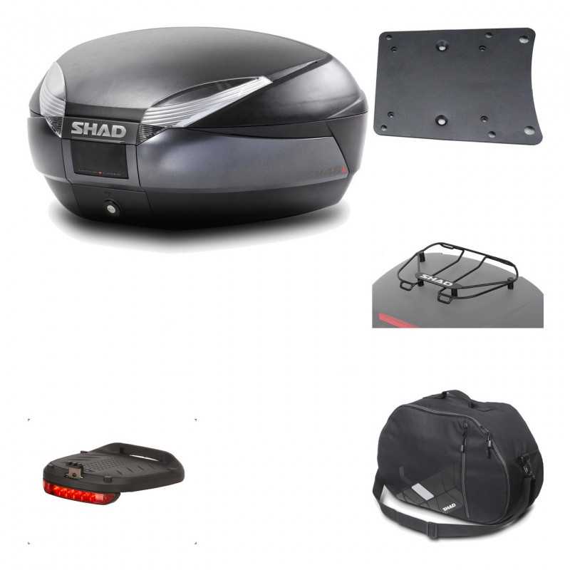 SHAD Baul trasero + herraje montaje accesorios SH48 DARK GREY PREMIUM KIT-189449