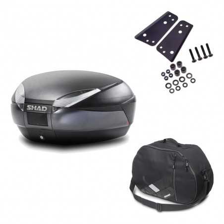 SHAD Baul trasero + herraje montaje bolsa interna SH48 DARK GREY PREMIUM KIT-189404