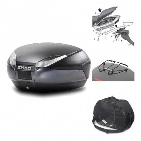 SHAD Baul trasero + herraje montaje accesorios SH48 DARK GREY PREMIUM KIT-189552