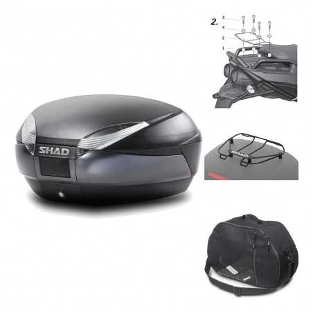 SHAD Baul trasero + herraje montaje accesorios SH48 DARK GREY PREMIUM KIT-189352