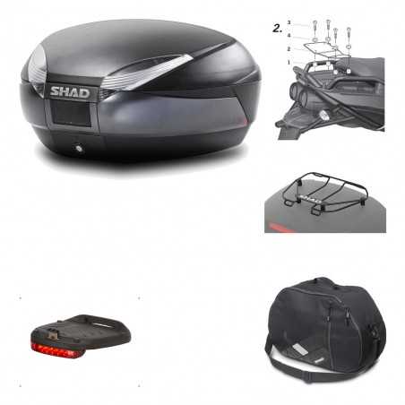 SHAD Baul trasero + herraje montaje accesorios SH48 DARK GREY PREMIUM KIT-189353