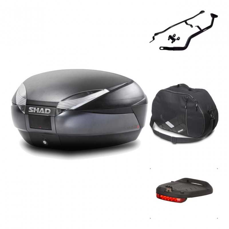 SHAD Baul trasero + herraje montaje accesorios SH48 DARK GREY PREMIUM KIT-189605