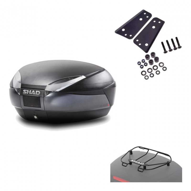 SHAD Baul trasero + herraje montaje parrilla portabultos superior SH48 DARK GREY PREMIUM KIT-189406