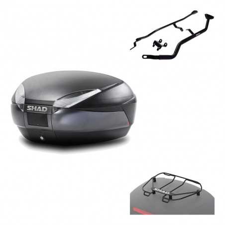 SHAD Baul trasero + herraje montaje parrilla portabultos superior SH48 DARK GREY PREMIUM KIT-189606