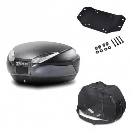 SHAD Baul trasero + herraje montaje bolsa interna SH48 DARK GREY PREMIUM KIT-189556