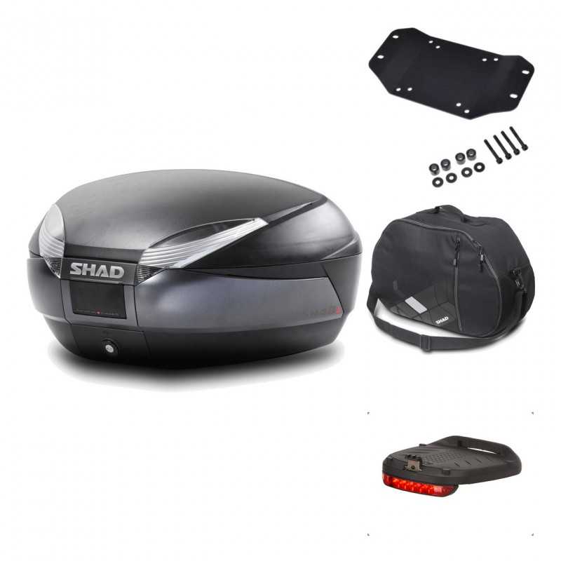 SHAD Baul trasero + herraje montaje accesorios SH48 DARK GREY PREMIUM KIT-189557