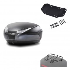 SHAD Baul trasero + herraje montaje parrilla portabultos superior SH48 DARK GREY PREMIUM KIT-189558