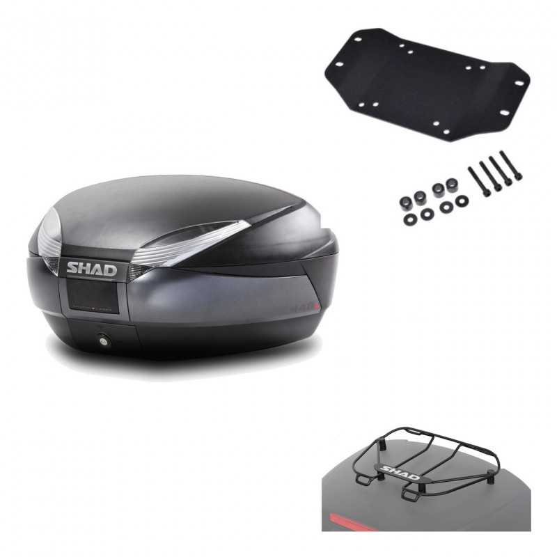 SHAD Baul trasero + herraje montaje parrilla portabultos superior SH48 DARK GREY PREMIUM KIT-189558