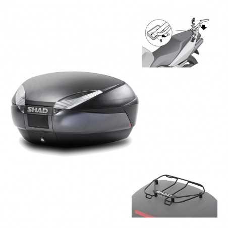 SHAD Baul trasero + herraje montaje parrilla portabultos superior SH48 DARK GREY PREMIUM KIT-189510