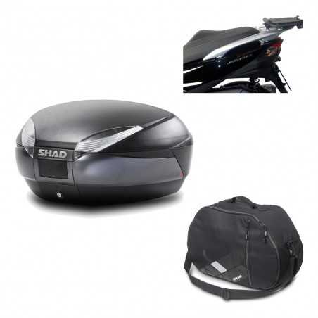 SHAD Baul trasero + herraje montaje bolsa interna SH48 DARK GREY PREMIUM KIT-189564