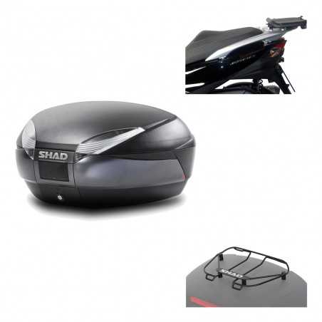 SHAD Baul trasero + herraje montaje parrilla portabultos superior SH48 DARK GREY PREMIUM KIT-189566