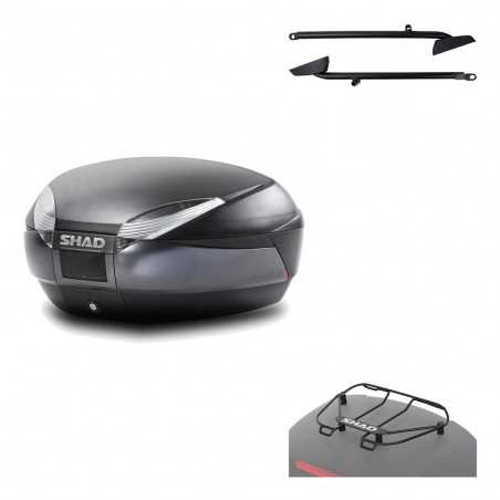 SHAD Baul trasero + herraje montaje parrilla portabultos superior SH48 DARK GREY PREMIUM KIT-189670