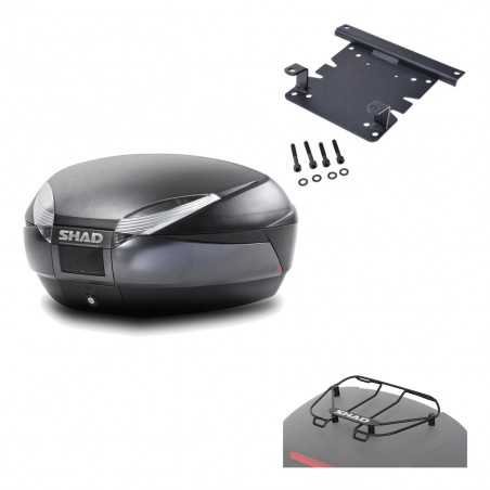 SHAD Baul trasero + herraje montaje parrilla portabultos superior SH48 DARK GREY PREMIUM KIT-189870