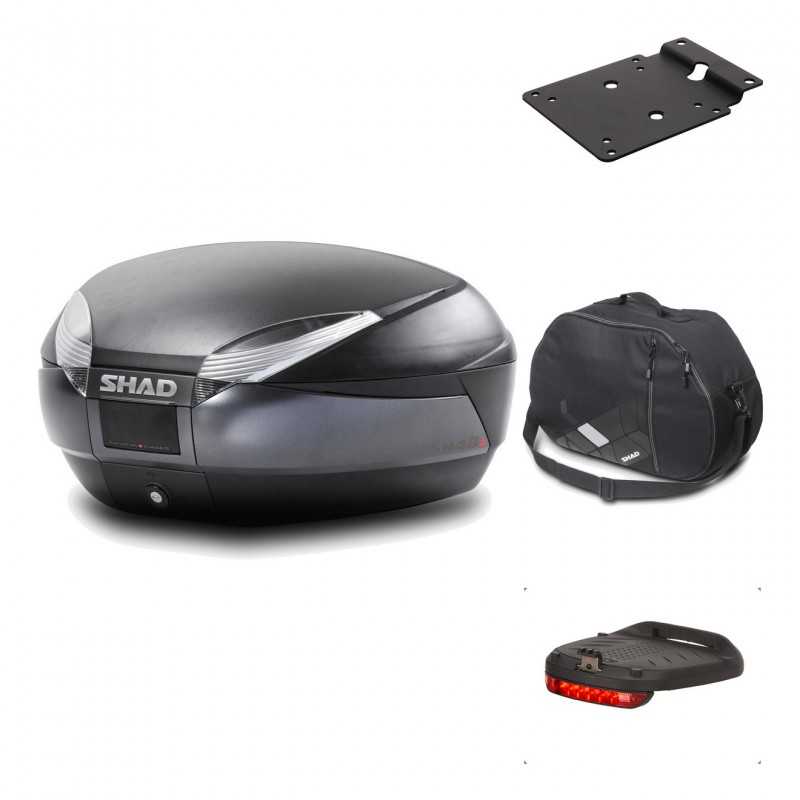SHAD Baul trasero + herraje montaje accesorios SH48 DARK GREY PREMIUM KIT-189821