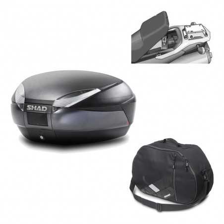 SHAD Baul trasero + herraje montaje bolsa interna SH48 DARK GREY PREMIUM KIT-189772
