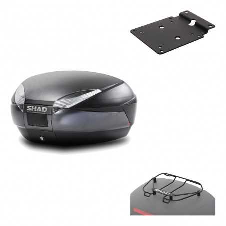 SHAD Baul trasero + herraje montaje parrilla portabultos superior SH48 DARK GREY PREMIUM KIT-189822