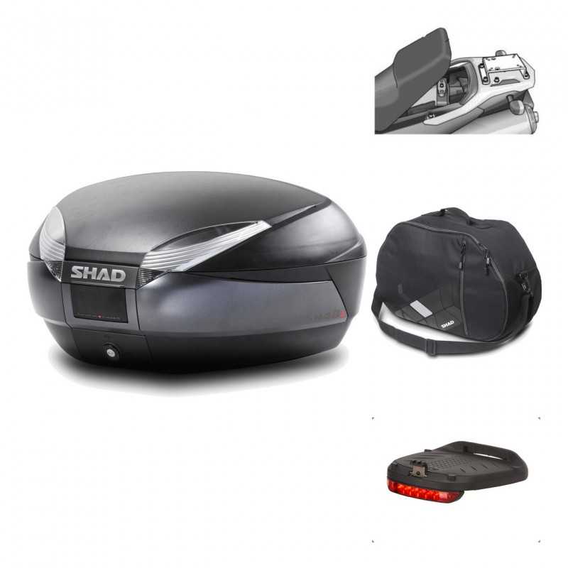 SHAD Baul trasero + herraje montaje accesorios SH48 DARK GREY PREMIUM KIT-189773