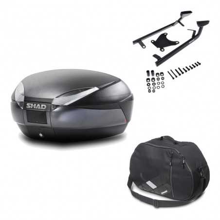 SHAD Baul trasero + herraje montaje bolsa interna SH48 DARK GREY PREMIUM KIT-189724