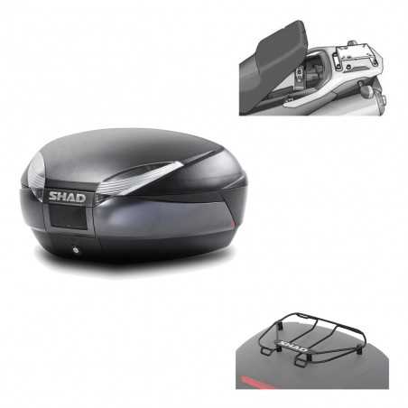 SHAD Baul trasero + herraje montaje parrilla portabultos superior SH48 DARK GREY PREMIUM KIT-189774