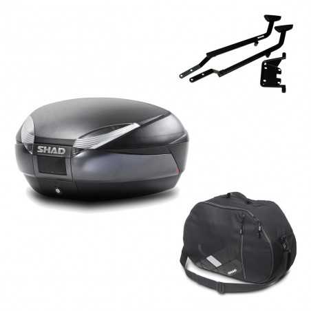 SHAD Baul trasero + herraje montaje bolsa interna SH48 DARK GREY PREMIUM KIT-189924