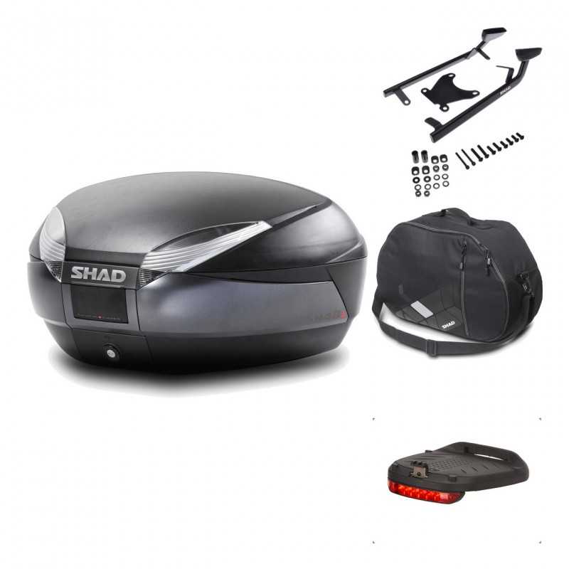 SHAD Baul trasero + herraje montaje accesorios SH48 DARK GREY PREMIUM KIT-189725