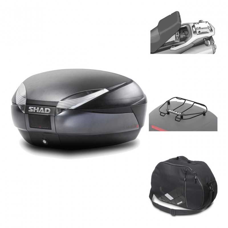 SHAD Baul trasero + herraje montaje accesorios SH48 DARK GREY PREMIUM KIT-189776