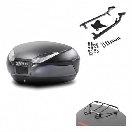 SHAD Baul trasero + herraje montaje parrilla portabultos superior SH48 DARK GREY PREMIUM KIT-189726