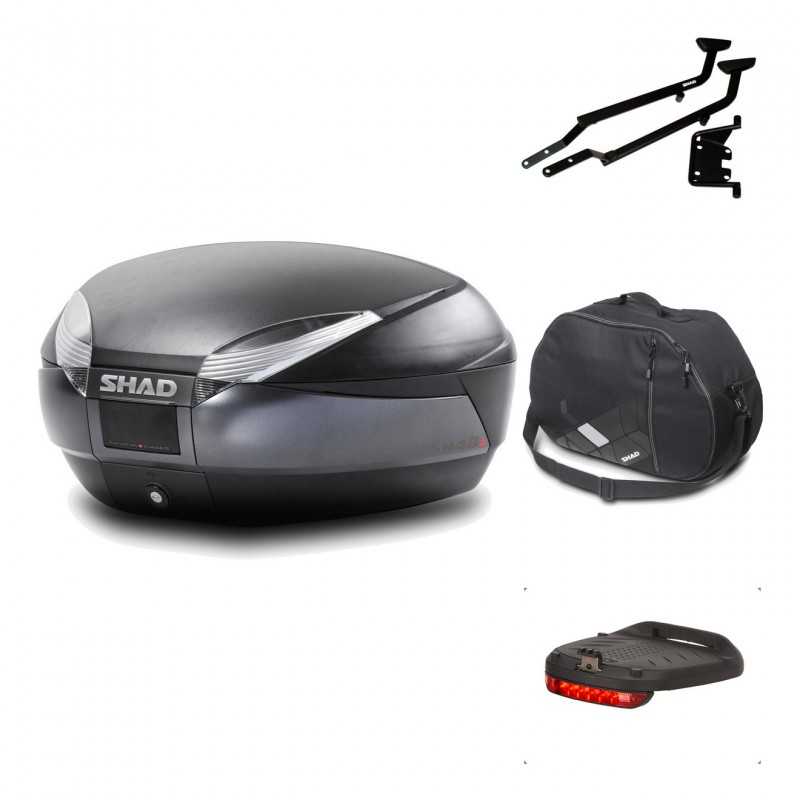 SHAD Baul trasero + herraje montaje accesorios SH48 DARK GREY PREMIUM KIT-189925