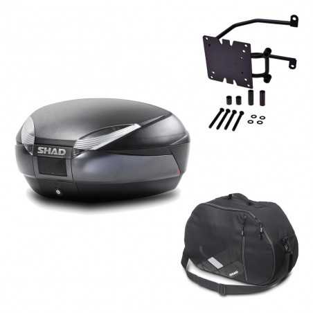 SHAD Baul trasero + herraje montaje bolsa interna SH48 DARK GREY PREMIUM KIT-189828