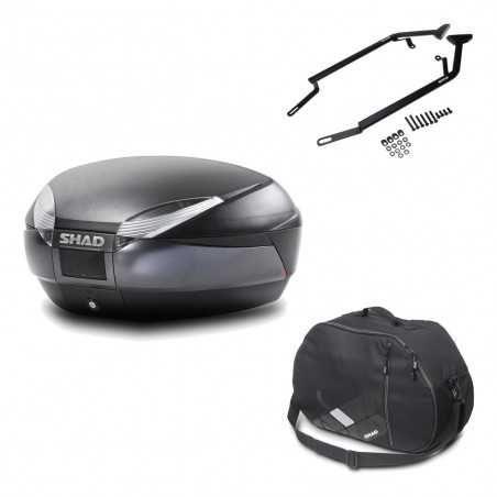 SHAD Baul trasero + herraje montaje bolsa interna SH48 DARK GREY PREMIUM KIT-189676
