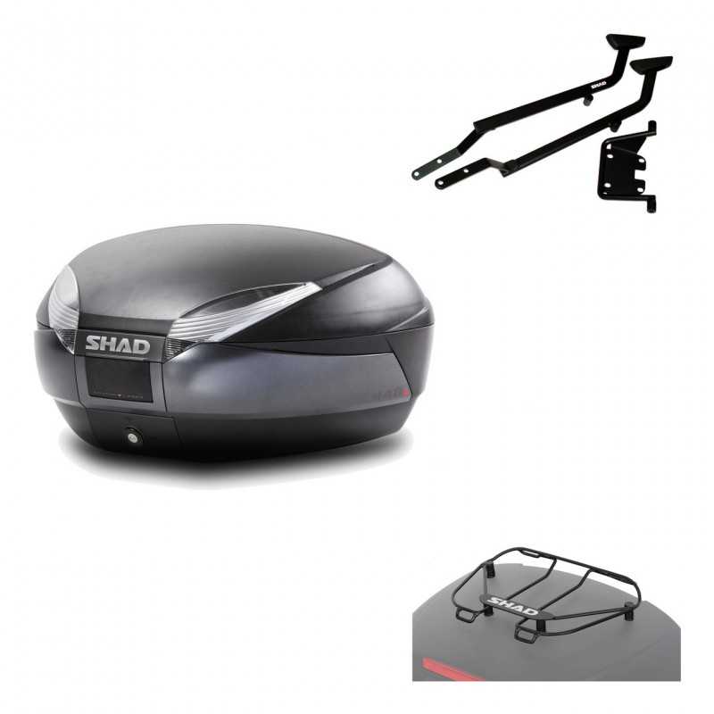 SHAD Baul trasero + herraje montaje parrilla portabultos superior SH48 DARK GREY PREMIUM KIT-189926
