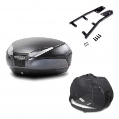 SHAD Baul trasero + herraje montaje bolsa interna SH48 DARK GREY PREMIUM KIT-190028
