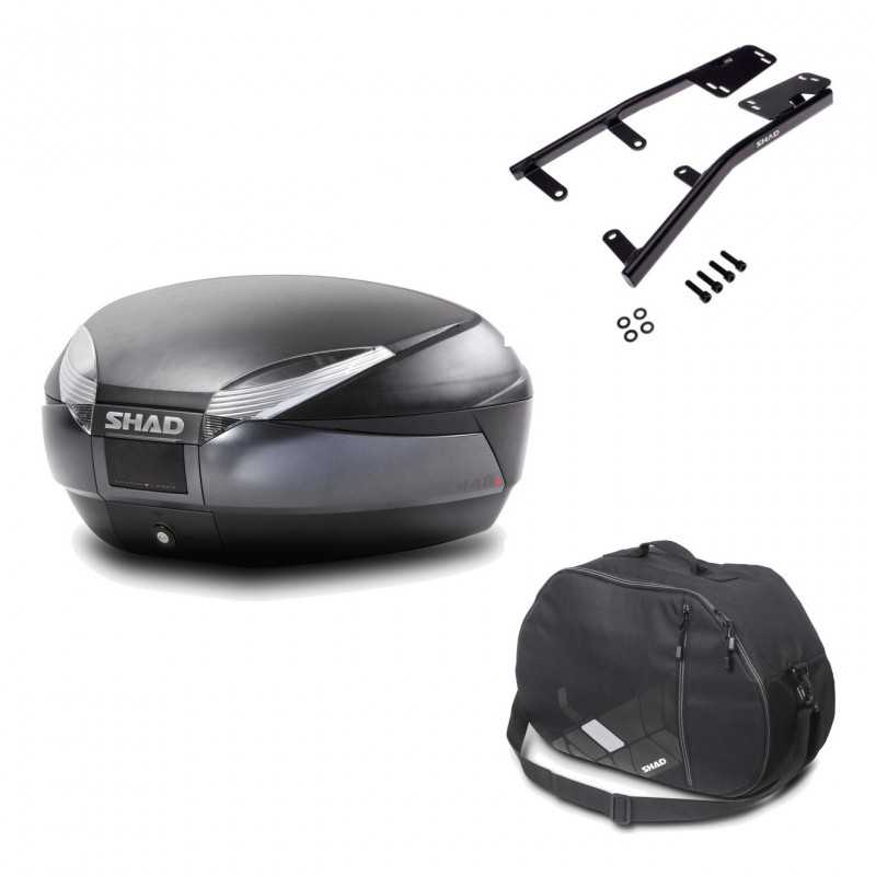 SHAD Baul trasero + herraje montaje bolsa interna SH48 DARK GREY PREMIUM KIT-190028