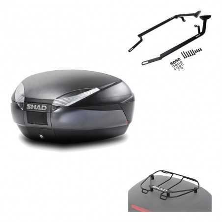 SHAD Baul trasero + herraje montaje parrilla portabultos superior SH48 DARK GREY PREMIUM KIT-189678