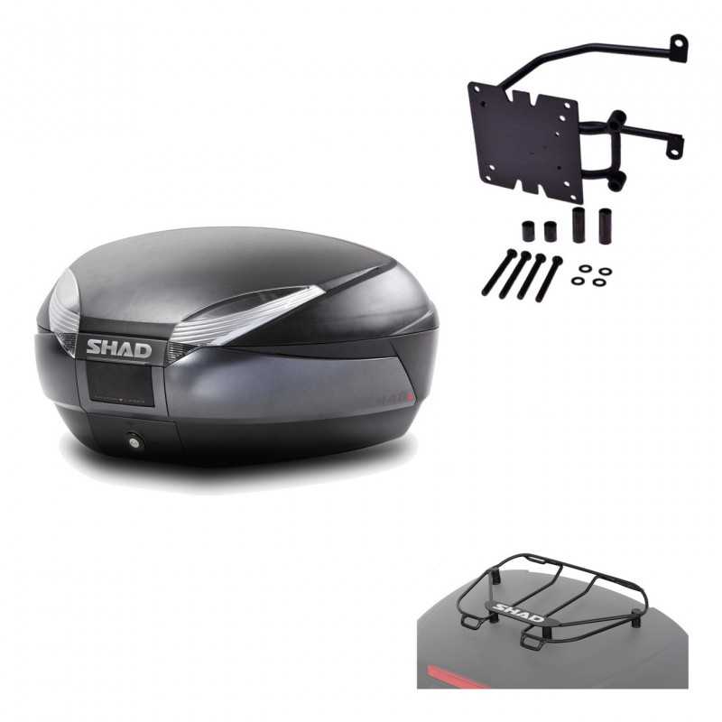 SHAD Baul trasero + herraje montaje parrilla portabultos superior SH48 DARK GREY PREMIUM KIT-189830