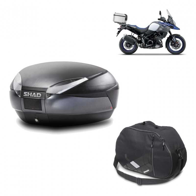 SHAD Baul trasero + herraje montaje bolsa interna SH48 DARK GREY PREMIUM KIT-189780