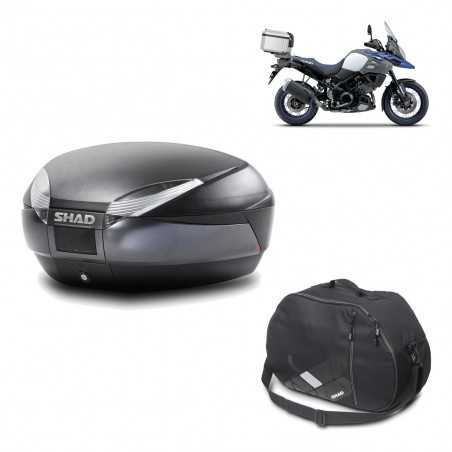 SHAD Baul trasero + herraje montaje bolsa interna SH48 DARK GREY PREMIUM KIT-189780