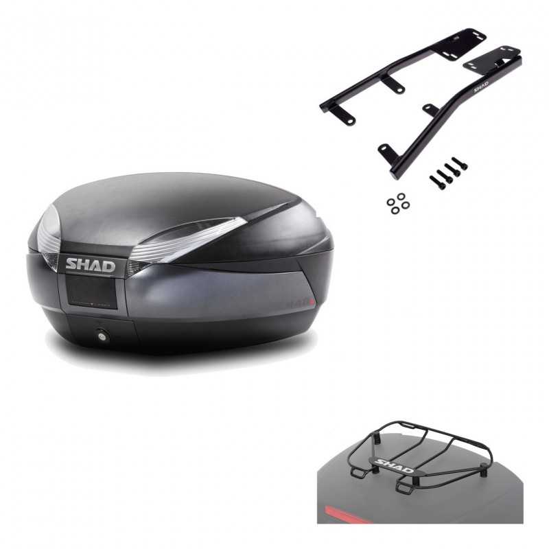 SHAD Baul trasero + herraje montaje parrilla portabultos superior SH48 DARK GREY PREMIUM KIT-190030