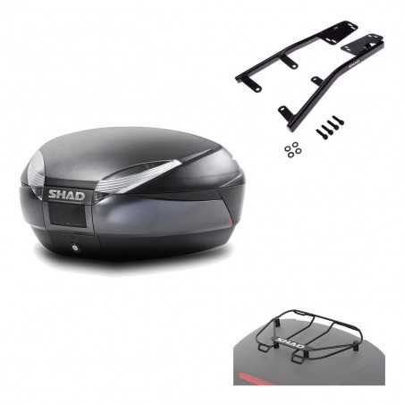 SHAD Baul trasero + herraje montaje parrilla portabultos superior SH48 DARK GREY PREMIUM KIT-190030