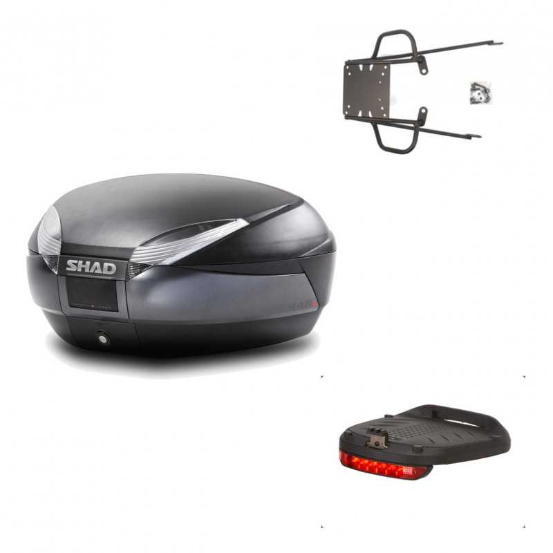SHAD Baul trasero + herraje montaje luz de freno SH48 DARK GREY PREMIUM KIT-189731